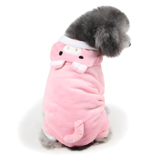 NACOCO Hundekostüm 2019 Schweine-Kostüm für kleine und mittelgroße Haustiere, Neujahr, mit Kapuze, für Katzen, Halloween, Weihnachten, Party, warmer Mantel, Größe M von NACOCO
