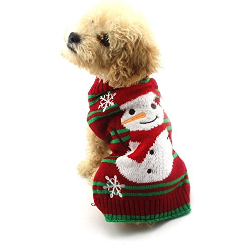 NACOCO Hundepullover, Schneemann-Pullover, Weihnachten, Weihnachten, für kleine Hunde und Katzen, XXS von NACOCO