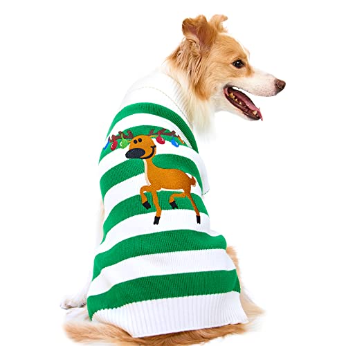 NACOCO Hundepullover für Haustiere, Weihnachten, Elchglocken, Halloween, Rentier für kleine Hunde und Katzen (grün, XXS) von NACOCO
