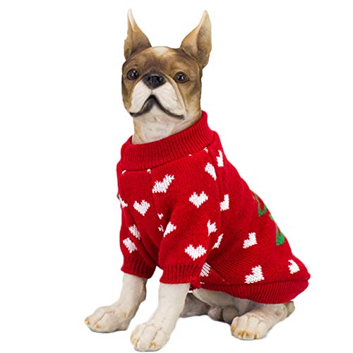 NACOCO Hundepullover für kleine Hunde, Katzen, Weihnachtsbaum, Rot von NACOCO