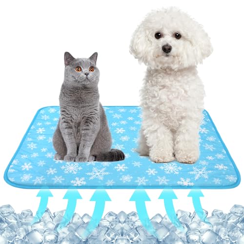 NACOCO Kühlmatte für Haustiere, für Katzen und Hunde, kühl, Schneeflocke, bequem, weich, für Haustiere, Kinder und Erwachsene (blaue Schneeflocke, S) von NACOCO