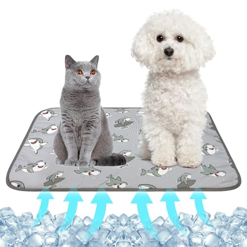 NACOCO Kühlmatte für Haustiere, für Katzen und Hunde, kühl, bequem, weich, für Haustiere, Kinder und Erwachsene (grauer Hai, M) von NACOCO