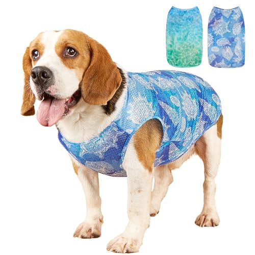 NACOCO Kühlweste für den Sommer, 2er-Pack, kühlendes ärmelloses Shirt für Hunde, T-Shirt, atmungsaktiv, leicht, weiche Welpenkleidung (2XL) von NACOCO