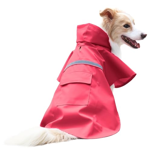 NACOCO Regenmantel für große Hunde, verstellbar, wasserdicht, leicht, Regenjacke, Poncho-Kapuzenpullover mit reflektierenden Streifen, Größe XXL, Rot NACOCO Regenmantel für große Hunde, verstellbar, wasserdicht, leicht, Regenjacke, Poncho-Kapuzenpullover mit reflektierenden Streifen, Größe XXL, Rot von NACOCO