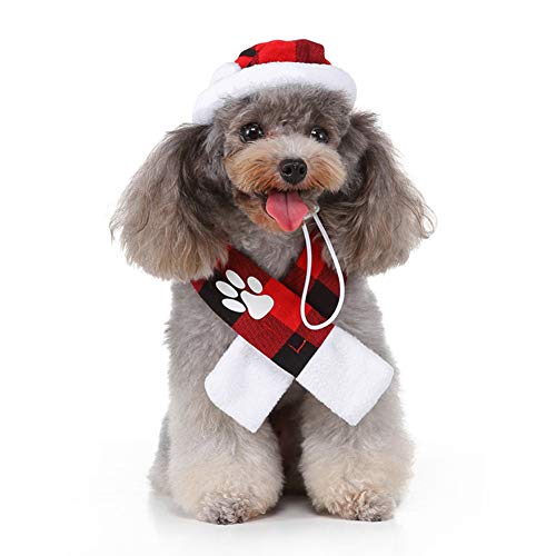 NACOCO Weihnachtsmütze mit Schal für Hunde, Rot von NACOCO
