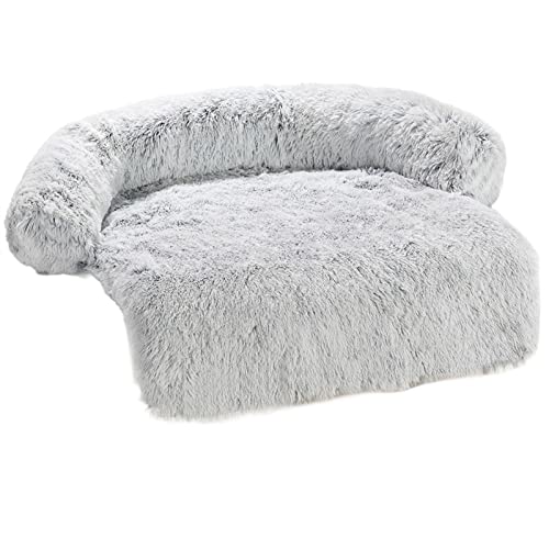 NADCFN Katzenbett Hundebettmatte Abdeckung für Sofa, Flauschige Hundebetten, Kissen, Hundebett, Sitz, Auto, Haustierdecke Hundematte(White Gray,L) von NADCFN