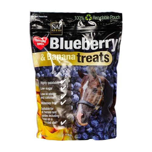 NAF Blueberry & Banana Pferdeleckerlis 1kg - Natürliche zuckerarme Pferdesnacks - Laminitisfreundliche gesunde Pferde & Pony Leckerlis - nahrhafte tägliche Belohnung für Training, Bindung & allgemeine NAF Blueberry & Banana Pferdeleckerlis 1kg - Natürliche zuckerarme Pferdesnacks - Laminitisfreundliche gesunde Pferde & Pony Leckerlis - nahrhafte tägliche Belohnung für Training, Bindung & allgemeine von NAF