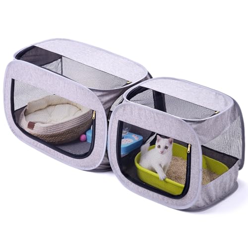 NAFU Eck-Katzenlaufstall mit Katzentoilettenfach für den Innenbereich, platzsparendes Haustier-Laufstall, faltbares und tragbares Gehege für Kätzchen oder Welpen, Katzenhäuser & Höhlen von NAFU