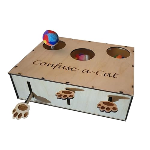 Katzen-Puzzle-Spielzeug, Katzen-Box-Spielzeug,Verwirren Sie eine Katzentoilette - Katzen-Holzbox, Katzenpuzzle, interaktive Elemente, natürliche Verwechslung, ein Katzenspielzeug für Haustiere, Hunde, von NAIYAN