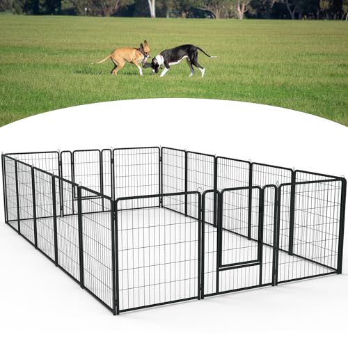 NAIZY Freilaufgehege Welpenlaufstall 16 Stück Metall Haustierlaufstall mit Tür & Schloss & Erdanker Welpenlaufstall 80cm hoch Laufgitter für Hunde Katze Haustier (65x80cm/Stück) von NAIZY