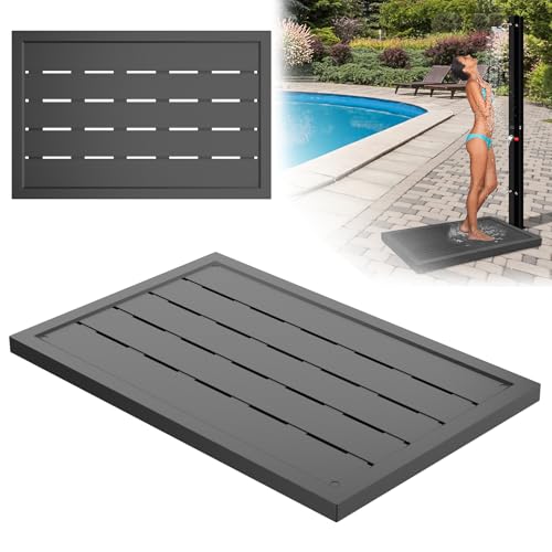 NAIZY Bodenelement 100x65x4 cm PP-Kunststoff Bodenplatte für Outdoor Gartendusche Solardusche Anti Rutsch Bodenplatten Duschboden, Anthrazit von NAIZY