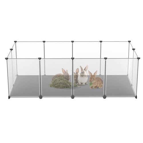 NAIZY Freigehege 12Pcs Laufstall 143x73x46cm Laufgitter mit Matte Welpenlaufstall Weiß Kleintiergehege 35x45cm per Stück Freilaufgehege DIY Erweiterbar Kaninchen Meerschweinchen Gehege von NAIZY