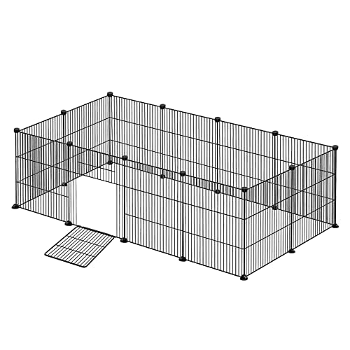 NAIZY Freigehege Laufstall Laufgitter 142x72x36cm Welpenlaufstall Schwarz Kleintiergehege 35x35cm per Stück Freilaufgehege DIY Erweiterbar Kleintierkäfig Kaninchen Meerschweinchen Gehege, 12Pcs von NAIZY