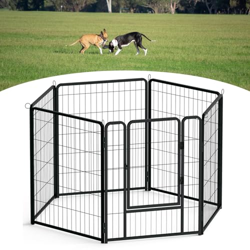 NAIZY Freilaufgehege 6 Stück Metall Haustierlaufstall mit Tür & Schloss & Erdanker Welpenlaufstall 80cm hoch Laufgitter für Hunde Katze Haustier (65x80cm/Stück) von NAIZY
