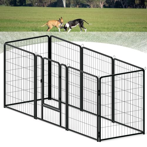 NAIZY Freilaufgehege Welpenlaufstall 8 Stück Metall Haustierlaufstall mit Tür & Schloss & Erdanker Welpenlaufstall 80cm hoch Laufgitter für Hunde Katze Haustier (65x80cm/Stück) von NAIZY