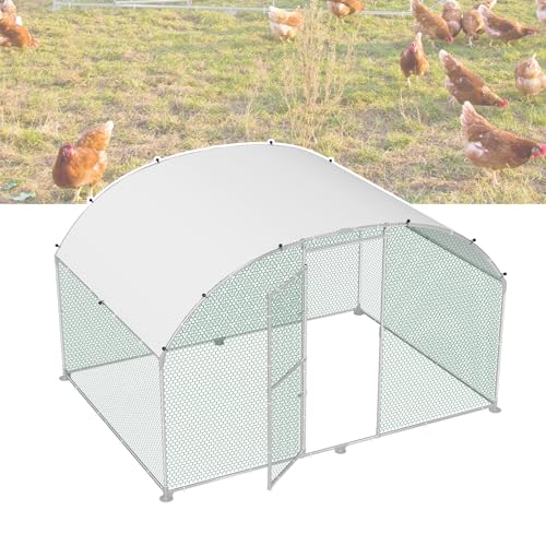 NAIZY Hühnerstall 3x2 m Hühner Freilaufgehege Bogen Dach Verzinkter Stahl Rohr Hühnerhaus mit Sonnenschutz PE-Dach & Tür & Schloss Kleintiergehege Hühnerkäfig für Kaninchen Hühner von NAIZY