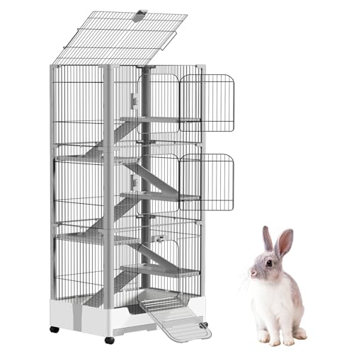 NAIZY Kaninchenstall 6-Ebenen Mobiler Hasenkäfig 73x50x160cm Kaninchenkäfig mit Schublade & Leiter, Offenem Dach Kleintierkäfig Metall Rattenkäfig für Innen NAIZY Kaninchenstall 6-Ebenen Mobiler Hasenkäfig 73x50x160cm Kaninchenkäfig mit Schublade & Leiter, Offenem Dach Kleintierkäfig Metall Rattenkäfig für Innen von NAIZY