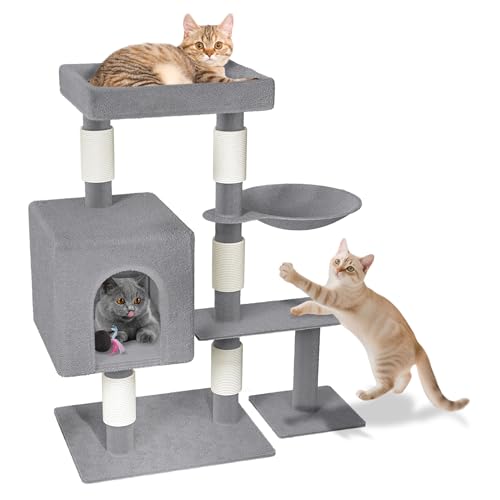 NAIZY Kratzbaum Groß Katzenkratzbaum 49 x 41 x 93 cm XXL Katzenbaum mit Sisal-Säulen & Katzenhöhle, Anti-Rutsch Grau Aktivitätskratzbäume für Mehr Katzen, K1276 NAIZY Kratzbaum Groß Katzenkratzbaum 49 x 41 x 93 cm XXL Katzenbaum mit Sisal-Säulen & Katzenhöhle, Anti-Rutsch Grau Aktivitätskratzbäume für Mehr Katzen, K1276 von NAIZY