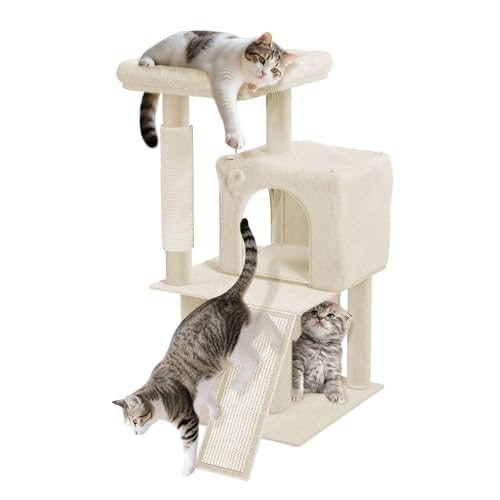 NAIZY Kratzbaum Groß Katzenkratzbaum 49 x 46 x 93 cm XXL Katzenbaum mit Sisal-Säulen & Katzenhöhle, Anti-Rutsch Beige Aktivitätskratzbäume für Mehr Katzen, K1138 NAIZY Kratzbaum Groß Katzenkratzbaum 49 x 46 x 93 cm XXL Katzenbaum mit Sisal-Säulen & Katzenhöhle, Anti-Rutsch Beige Aktivitätskratzbäume für Mehr Katzen, K1138 von NAIZY