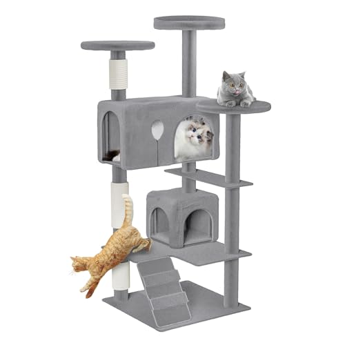 NAIZY Kratzbaum Groß Katzenkratzbaum 49 x 49 x 130 cm XXL Katzenbaum mit Sisal-Säulen & Katzenhöhle, Anti-Rutsch Grau Aktivitätskratzbäume für Mehr Katzen, K1254 NAIZY Kratzbaum Groß Katzenkratzbaum 49 x 49 x 130 cm XXL Katzenbaum mit Sisal-Säulen & Katzenhöhle, Anti-Rutsch Grau Aktivitätskratzbäume für Mehr Katzen, K1254 von NAIZY