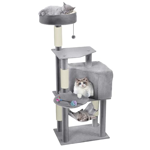 NAIZY Kratzbaum Groß Katzenkratzbaum 56 x 39 x 134 cm XXL Katzenbaum mit Sisal-Säulen & Katzenhöhle, Anti-Rutsch Grau Aktivitätskratzbäume für Mehr Katzen, K1266 NAIZY Kratzbaum Groß Katzenkratzbaum 56 x 39 x 134 cm XXL Katzenbaum mit Sisal-Säulen & Katzenhöhle, Anti-Rutsch Grau Aktivitätskratzbäume für Mehr Katzen, K1266 von NAIZY