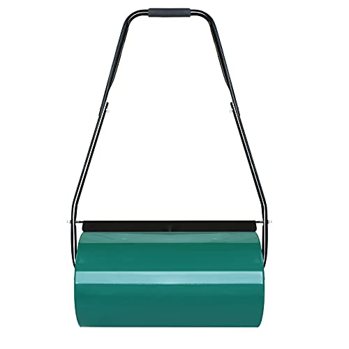 NAIZY Rasenwalze Befüllbar mit Wasser/Sand, Handwalze Gartenwalze mit U-Griff Gartenrolle mit 57cm Walzenbreite, 32cm Durchmesser, 46L Füllvolumen Metall Rasenroller Gartenfräse Rasenlüfter - Grün von NAIZY