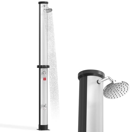 NAIZY Solardusche 40 Liter Garten Aussendusche mit 360° Drehbar Regenduschkopf Pooldusche ohne Stromanschluss max. 60°C Gartendusche, Silber NAIZY Solardusche 40 Liter Garten Aussendusche mit 360° Drehbar Regenduschkopf Pooldusche ohne Stromanschluss max. 60°C Gartendusche, Silber von NAIZY
