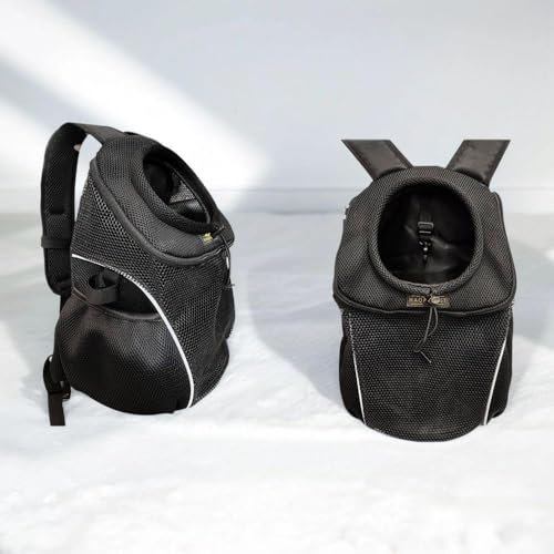 Hunderucksack Tragetasche für kleine Hunde, Haustier Rucksack Träger, Hund Fronttrage, Hundetragetasche Rucksack Hundetrage mit Sicherheitsgurt für Wandern Radfahren Outdoor (M (2,3-4,1 kg), Schwarz) von NAJAMYAR