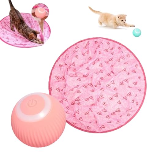 NAKUL Interaktives Katzenspielzeug,Katzenspielzeug Ball,Katzenmatte, Intelligenter Katzen Spielzeug Bälle Katzen Spielteppich Für Stimuliert Den Jagdinstinkt (Rosa Matte und Rosa Bälle) von NAKUL