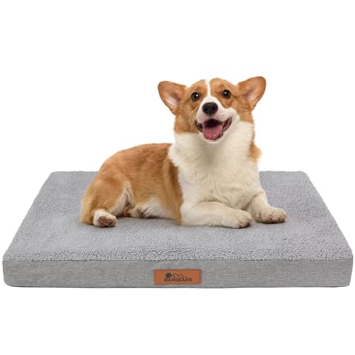 NAMIBARK Orthopädisches Hundebett für Käfige mit 30D-Memory-Schaum für kleine bis mittelgroße Hunde, wasserdichtes Hundebett mit abnehmbarem waschbarem Bezug, 76,2 x 50,8 x 7,6 cm, Grau von NAMIBARK