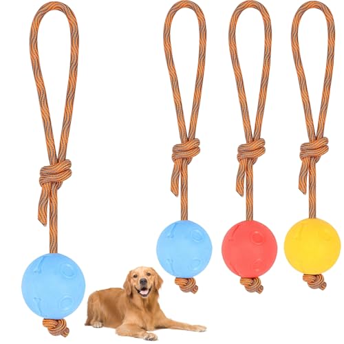 4 Stück Ball mit Schnur Hund, ø 5/30 cm Wurfball am Seil Naturkautschuk, Hundespielzeug Ball mit Seil extrem Weite Würfe, Hundeball Snackball, Hundebälle Kleine Hunde, Große Hunde (Rot Gelb Blau) 4 Stück Ball mit Schnur Hund, ø 5/30 cm Wurfball am Seil Naturkautschuk, Hundespielzeug Ball mit Seil extrem Weite Würfe, Hundeball Snackball, Hundebälle Kleine Hunde, Große Hunde (Rot Gelb Blau) von NAMIS