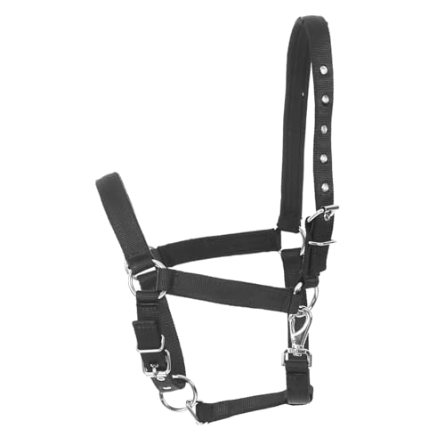 NAMOARLY Zaumzeug für Pferde Körperpflege führen Ausrüstung Pferdekessel Pferdehalfter Reitschutzring Turnierhalfter für Pferde Feldsicheres Halfter Pferdeschützer Nylon Black von NAMOARLY