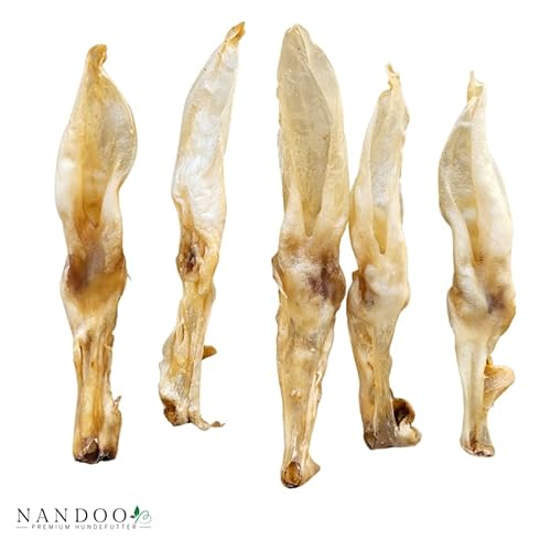 NANDOO Premium Hundefutter 250g Kaninchenohren ohne Fell fettarm Barf wie Hasenohren, Schweineohren Rinderohren Kausnack Kauartikel von NANDOO Premium Hundefutter