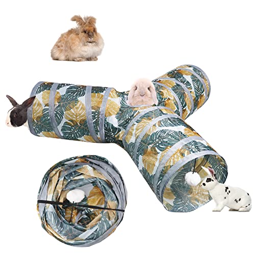 NANEEZOO Bunny Tunnels & Tubes Collapsible 3 Way Rabbit Hideout Small Animal Activity Tunnel Toys for Dwarf Rabbits Bunny Guinea Pigs Kitty (Print Color) von NANEEZOO
