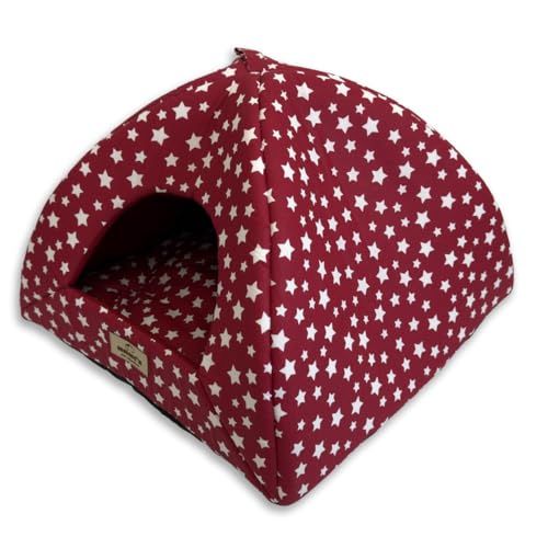 NANI'S Snuggle Comfort Cave - Katze, Hund, kleines Haustierhaus, waschbares Kissen, tragbares Haustierbett (Sternmuster) von NANI'S Pet Collection