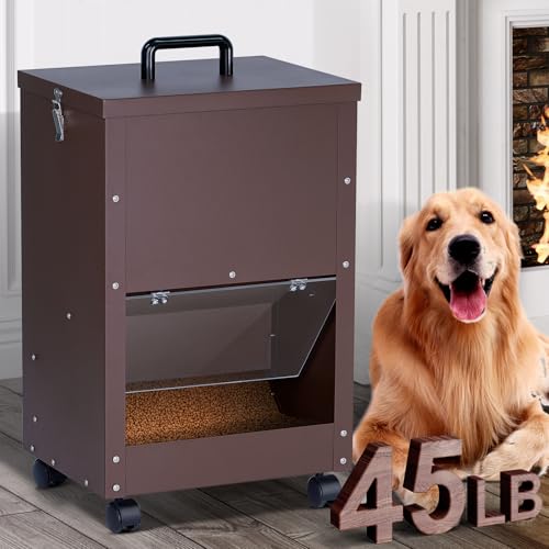 Automatischer Futterspender für große Rassen, Outdoor, 20,4 kg, Hundefutterspender für große Hunde, selbstfütterend, Metall, Hunde, Haustiere, Futterspender mit Rädern, Braun Automatischer Futterspender für große Rassen, Outdoor, 20,4 kg, Hundefutterspender für große Hunde, selbstfütterend, Metall, Hunde, Haustiere, Futterspender mit Rädern, Braun von NAOEDEAH