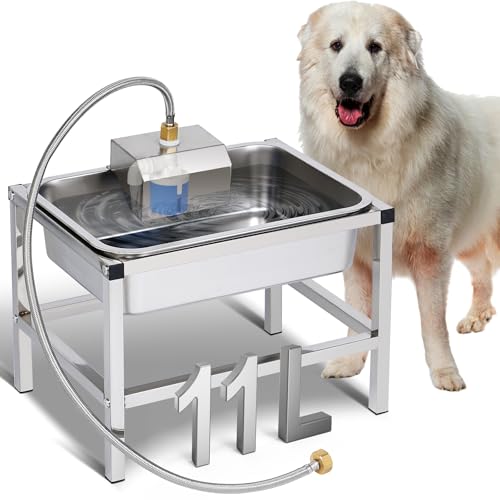 Automatischer Wassernapf für Hunde, für große Rassen, erhöht, für den Außenbereich, großer Wassernapf mit Ständer, erhöhter Edelstahl-Wassernapf mit Schwimmerventil, für große Hunde, Haustiere, Automatischer Wassernapf für Hunde, für große Rassen, erhöht, für den Außenbereich, großer Wassernapf mit Ständer, erhöhter Edelstahl-Wassernapf mit Schwimmerventil, für große Hunde, Haustiere, von NAOEDEAH