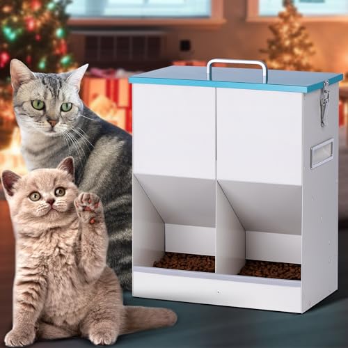 Doppelter automatischer Katzenfutterspender für 2 Katzen, 42 Tassen/10 l, Katzen-Trockenfutterspender, doppelter automatischer Haustier-Futterspender für Hunde und Katzen, verzinkter Stahl, Doppelter automatischer Katzenfutterspender für 2 Katzen, 42 Tassen/10 l, Katzen-Trockenfutterspender, doppelter automatischer Haustier-Futterspender für Hunde und Katzen, verzinkter Stahl, von NAOEDEAH
