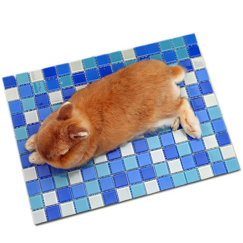 NASIDE Mosaik-Eismatte für Hamster, Kaninchen und kleine Haustiere, Sommer-Kühlkissen, temperaturreduzierende Haustiermatte (Blau) von NASIDE