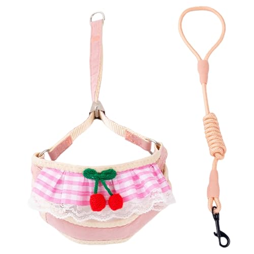 Hundekabelbaum und Leinen -Set, Spitzendesign süßes Kirschweiche, atmungsaktives Welpenkabelbaum und Leinen -Set zum Gehen, Laufen, Training, m Hundekabelbaum und Leinen -Set, Spitzendesign süßes Kirschweiche, atmungsaktives Welpenkabelbaum und Leinen -Set zum Gehen, Laufen, Training, m von NASSMOSSE