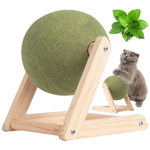 Katzenkratzspielzeug, Katzenkratzball, Katzenräder für Indoor-Katzen, Katzenkratzbäume, sichere Katzenminze Katzenkratzball mit Holzständer Langlebiger Katzenkratzball Spielzeug für Indoor-Katzen L von NASSMOSSE