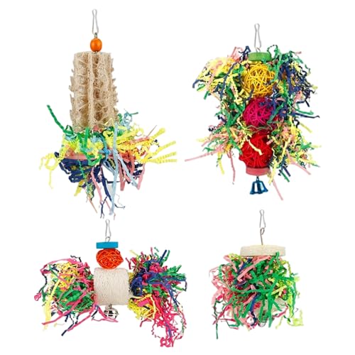 NASSMOSSE 4pcs Vogelspielzeug, Hängenden Blockgie -Spielzeug -Sichtweite Shredding -Futterpapier -Accessoires für Conure, Cockatiel, Wellensittiche, Lovebird, Papageien von NASSMOSSE