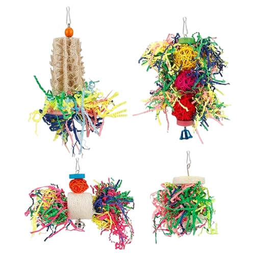 NASSMOSSE 4pcs Vogelspielzeug hängen zerkleinerte Futtersuche Käfigzubehör für Papageien von NASSMOSSE
