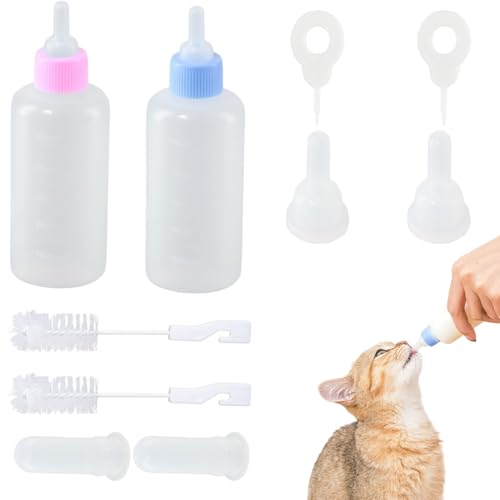 NASSMOSSE Kätzchenflasche Fütterungskit, kleine Kätzchenflasche mit Reinigungsbürste und Ersatznippeln für Neugeborene Haustiere Welpen Kaninchen kleine Tiere von NASSMOSSE
