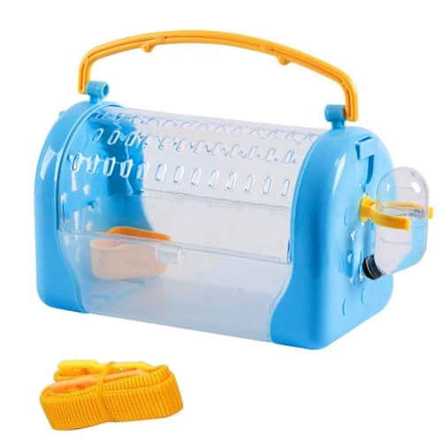 NASSMOSSE Transportbox für kleine Tiere,tragbar,aus Kunststoff,atmungsaktiv,transparent,für Hamster,bequemer Griff zum Spielen,Blau von NASSMOSSE