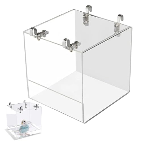 NASSMOSSE Vogelbad für Käfig, 5.1 x 4, 3 x 5, 1 Zoll klares Plastikhänge Vogelbad für Papageien Budgie Canary Budegar Cockatiel Lovebird SACEETET von NASSMOSSE