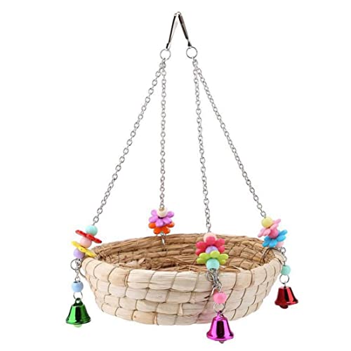 Strohgeflochtenes Vogelnest zum Aufhängen,Papageienbett,großes Vogelschaukelspielzeug mit Glockenkäfigzubehör Strohgeflochtenes Vogelnest zum Aufhängen,Papageienbett,großes Vogelschaukelspielzeug mit Glockenkäfigzubehör von NASSMOSSE