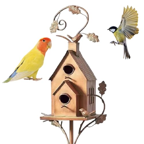 Vogelhäuser für außen, 6,7 x 3,2 Zoll Eisenhänge -Vogelhaus mit Zweigen, sauber im Freien Gartenhaus für kleine Vögel zu sitzen und Stil 1 zu füttern 1 von NASSMOSSE