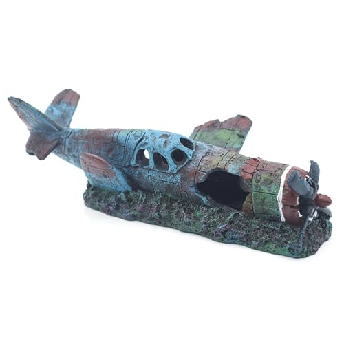 NATEFEMIN Aquarium-Dekoration, Wrack-Kampfflugzeug, Ornament für Betta-Buntbarsche, Versteckhöhle NATEFEMIN Aquarium-Dekoration, Wrack-Kampfflugzeug, Ornament für Betta-Buntbarsche, Versteckhöhle von NATEFEMIN