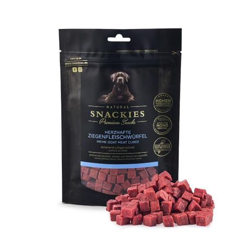SNACKIES 16er-Pack à 80g - Herzhafte Ziegenfleischwürfel Premium Snacks für Hunde ohne Zusatz von Getreide, Zucker, Farb-, Aroma- und Konservierungsstoffe von NATURAL SNACKIES Premium Snacks